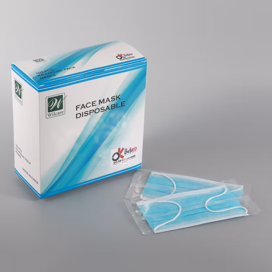 Wholesale Blue Anti Dust Non Woven Disposable Protective 3ply Earloop Folded Face Facial Mask with Meltblown Cloth for Civil Use